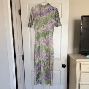 Chic Long Sleeve Tie-Dye Dress